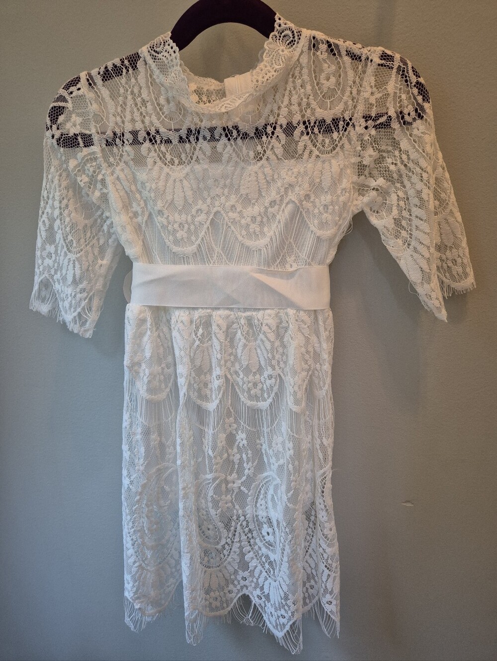 NNJXD White Lace Flower Girl Party Dress Size 100 2T-3T NWT
